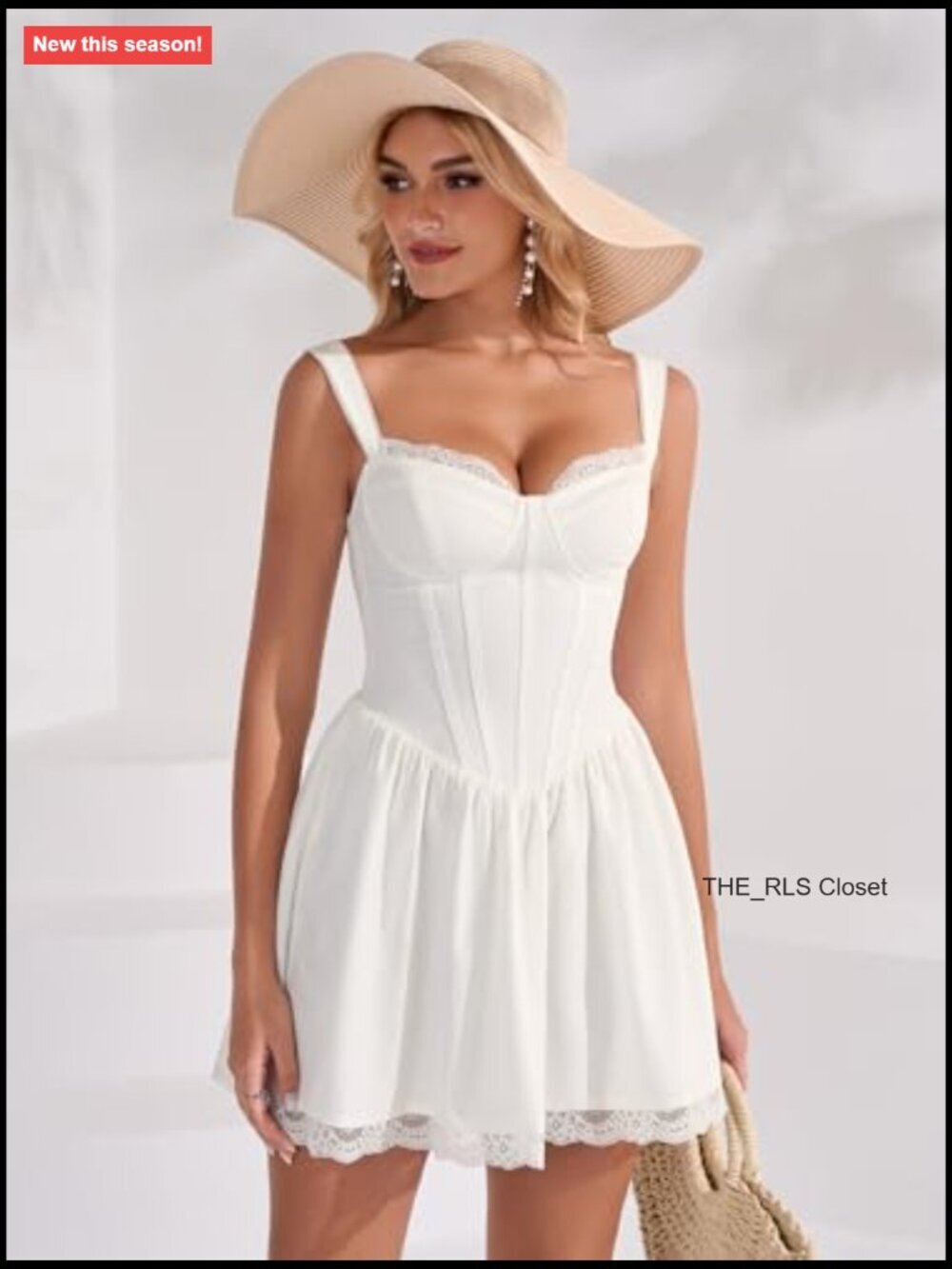 Lace Floral Corset Graduation Mini Dress Flowy A Line Smocked Cute Summer - Picture 5 of 6